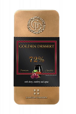 Горький 72% какао-продуктов с кранчами вишни, клюквы и коньяком «Вишня с коньяком»