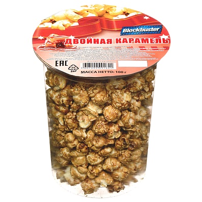 Воздушная кукуруза попкорн т.м. Blockbuster«Двойная карамель»-карамелизованная, 100г
